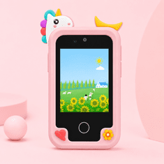 JOJOY® Otroški pametni telefon z dvojno kamero, interaktivne igre, brez Wi-Fi, silikonsko ohišje | JOYPHONE Roza