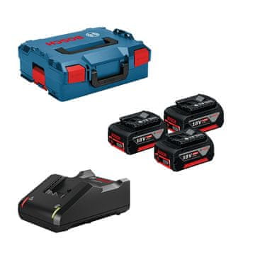 BOSCH Professional akumulatorski komplet 3x GBA 18V 5,0 Ah + GAL 18V-40 CV in L-Boxx 136 (0615990L3T)