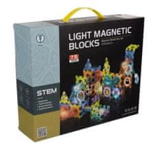 Kruzzel Magnetni gradbeni blokci 77 kos – Magnetic blocks track, svetleči magnetni konstruktor za otroke, STEM igrača