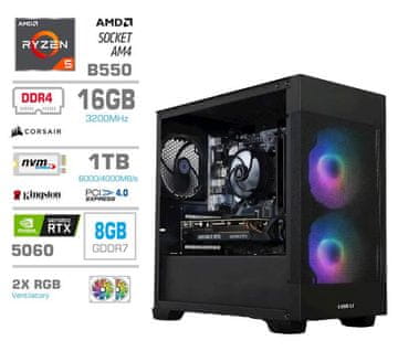 PCX Računalnik Extian R5 5600X 16GB 1TB RTX5060