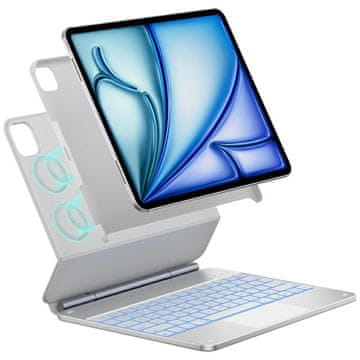 Edge + s tipkovnico za iPad Pro 13" 2024/2025 srebrne barve