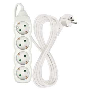 Emos Podaljšek 5 m / 4 vtičnice / beli / PVC / 1,5 mm2