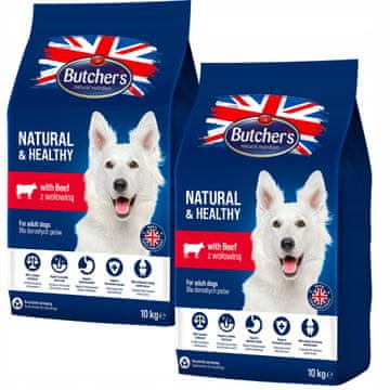shumee BUTCHER'S Natural&Healthy z govedino - suha hrana za pse - 2x10 kg