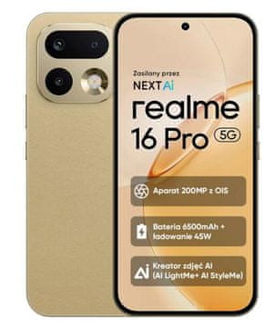 realme REALME 16 Pro 5G pametni telefon 8 GB/256 GB zlate barve