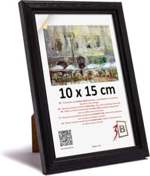 Nikcorp Leseni okvir za fotografije Ayous 10x15 cm črn klasična eleganca z akrilnim steklom MDF zadnja stena stojalo obešalnik