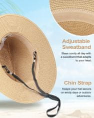 Nikcorp Slamnati klobuk Fedora uniseks, zaščita pred soncem UPF 50+, velikost 55 cm, zračen in lahek poletni klobuk za plažo, potovanja in prosti čas, trpežno tkanje, eleganten dizajn z okrasnim trakom