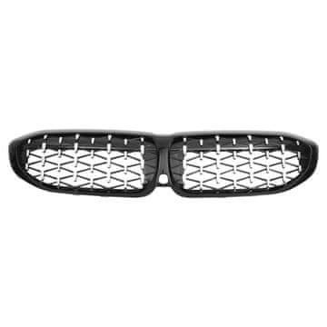 Nikcorp Grilj za BMW serije 3 QUARKZMAN G20 G21 2019-2023 sprednja maska ledvice krom srebrn visok sijaj ABS plastika OE 51138072085, komplet 1 kos