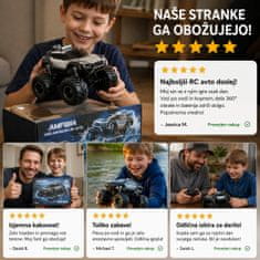 JOJOY® Amfibijski RC avto 4WD, vožnja po vodi in kopnem, 2.4GHz daljinski, 45 min delovanja | AMFIBIA