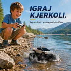 JOJOY® Amfibijski RC avto 4WD, vožnja po vodi in kopnem, 2.4GHz daljinski, 45 min delovanja | AMFIBIA