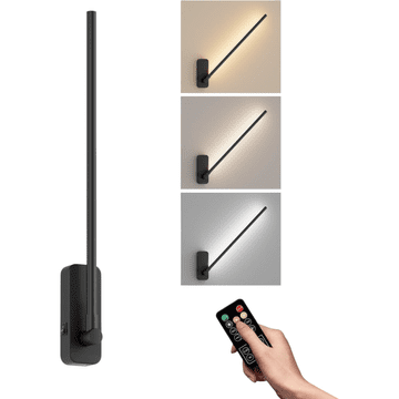 Nikcorp LED stenska luč z daljinskim upravljalnikom vrtljiva 350° 2700K-6000K zatemnitev 10-100% baterija 5000 mAh črna mat aluminij akril USB-C timer