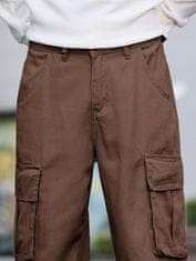 Nikcorp Moške cargo hlače široke baggy Y2K skate stil rjave velikost S, ohlapen kroj z žepi, bombažne streetwear hlače z ravnimi hlačnicami za prosti čas, udoben retro hip-hop dizajn, trpežna tkanina, rjava