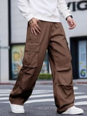 Nikcorp Moške cargo hlače Y2K Skate Baggy ohlapne rjave XL, široke hlačnice, streetwear slog, bombažne, trpežne, zračne, z žepi, za prosti čas, udoben loose fit kroj, vintage videz, rjava barva, velikost XL