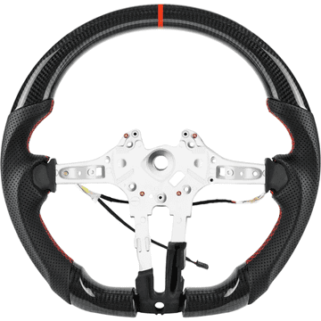 Nikcorp Športni ogrevan volan BMW M Sport iz ogljikovih vlaken in perforiranega usnja, ergonomski flat-bottom dizajn za BMW serije 5 F10 F11 F07 in serije 6 F06 F12 F13, M5 M6 tuning oprema za avtomobil