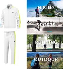 Nikcorp Moška športna trenirka komplet jopa s kapuco na zadrgo in hlače, 95 % poliester, 5 % elastan, 4 žepi, elastičen pas z vrvico, udoben kroj za fitnes, tek in prosti čas, bela barva, velikost 3XL