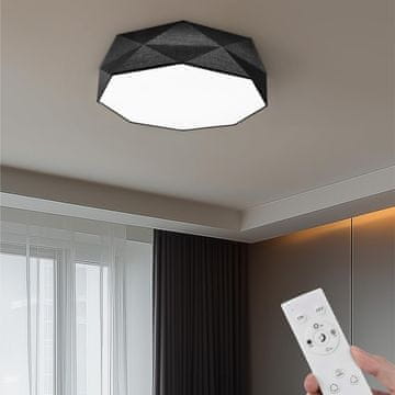 Nikcorp LED stropna lestenec, daljinski upravljalnik, zatemnitev 10-100%, 2500 lm, 2700-6500 K, timer 30 min, tkaninski senčniki, siva