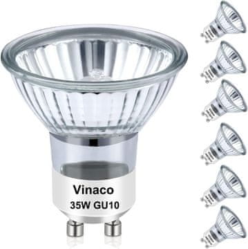 Nikcorp Halogenska žarnica GU10 35W Topla bela Topla Bela 2800K, zatemnljiva 10% do 100%, 380 lm, 38° komplet 6 kosov 230V, CRI 100