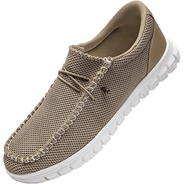 Nikcorp Moški športni mokasini Slip-On, zračni mrežasti čevlji za poletje, lahka tekstilna obutev za prosti čas, udoben profiliran podplat, bež barva, velikost 46 EU