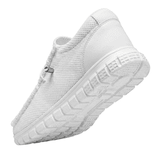 Nikcorp Moški športni mokasini Slip-On, zračni tekstilni čevlji, lahki casual natikači za poletje, ergonomski podplat, bela barva, velikost 43 EU, udobna obutev za prosti čas, potovanja in vsakodnevno nošenje