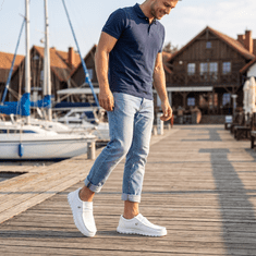 Nikcorp Moški športni mokasini Slip-On, zračni tekstilni čevlji, lahki casual natikači za poletje, ergonomski podplat, bela barva, velikost 43 EU, udobna obutev za prosti čas, potovanja in vsakodnevno nošenje