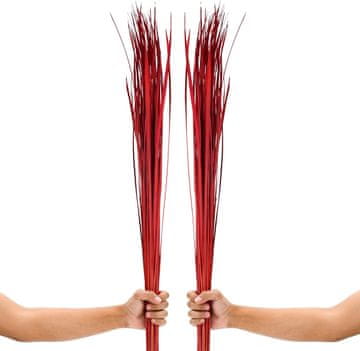 Nikcorp Umetna posušena dekorativna trava boho šopki za vaze rdeča, set 2 kom, 115 cm, naravni rastlinski materiali, ročno izdelano