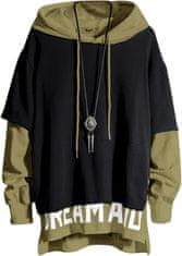 Nikcorp Moška techwear jopa s kapuco patchwork ohlapna pulover Urban Hip Hop Sodobni streetwear črna zelena