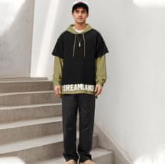 Nikcorp Moška techwear jopa s kapuco patchwork ohlapna pulover Urban Hip Hop Sodobni streetwear črna zelena