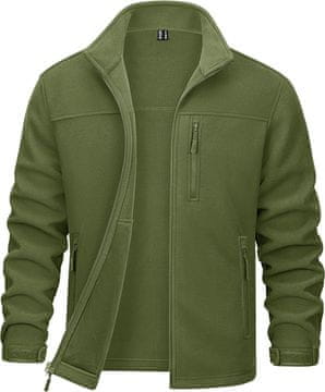 Nikcorp Moška flis jakna pulover microfleece z zadrgo skriti šivi 2nd layer 2 stranska + 1 prsni žep zračna hitro sušeča zaščita zobcev zelena XL