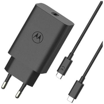 Motorola TurboPower 68W USB-C stenski polnilnik s kablom USB-C na USB-C 1 m črne barve