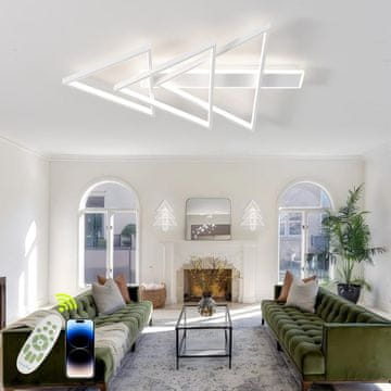 Nikcorp LED stropna svetilka 75 cm moderna dizajnerska luč v obliki božičnega drevesa 69 W zatemnitvena z daljinskim upravljalnikom nastavljiva barva svetlobe 3000 K-6500 K aluminij bela za dnevno sobo in