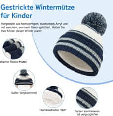 Nikcorp Zimski otroški komplet 3v1 za otroke 6-12 let, topla kapa, ovratnik in rokavice s flis podlogo, elastičen material, odporen na mraz do -10°C, primeren za šolo in igro na snegu, strojno pranje 30°C
