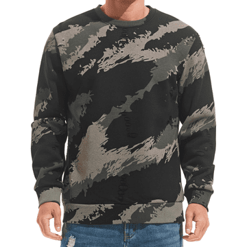 Nikcorp Moška flis bluza Crewneck Casual ogreta kamuflaža moro zelena XXL, zadrga? ni, 75% bombaž 25% poliester, dolgi rokavi z elastičnimi manšetami, jesensko-zimska, outdoor in delo