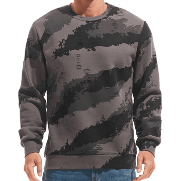 Nikcorp Moška flisova mikina Crewneck Casual z ojačanjem Moro maskirni sivi 3XL, gost toplotno izolativni flis, 75% bombaž 25% poliester, elastične manšete, za jesen zimo outdoor delo turistične izlete