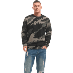 Nikcorp Moška flis bluza Crewneck Casual ogreta kamuflaža moro zelena XXL, zadrga? ni, 75% bombaž 25% poliester, dolgi rokavi z elastičnimi manšetami, jesensko-zimska, outdoor in delo