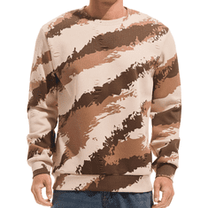 Nikcorp Moški flis pulover Crewneck podložen maskirni bež L, topla zimska majica z dolgimi rokavi, bombažna mešanica, vojaški casual stil za prosti čas, udoben kroj za jesen in zimo, odporen na mraz in veter