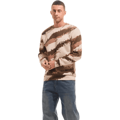 Nikcorp Moški flis pulover Crewneck podložen maskirni bež L, topla zimska majica z dolgimi rokavi, bombažna mešanica, vojaški casual stil za prosti čas, udoben kroj za jesen in zimo, odporen na mraz in veter