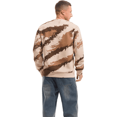 Nikcorp Moški flis pulover Crewneck podložen maskirni bež L, topla zimska majica z dolgimi rokavi, bombažna mešanica, vojaški casual stil za prosti čas, udoben kroj za jesen in zimo, odporen na mraz in veter