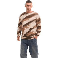 Nikcorp Moški flis pulover Crewneck podložen maskirni bež XXL, topel zimski pulover z dolgimi rokavi, udoben casual vojaški stil, 75% bombaž 25% poliester, za prosti čas, outdoor in vsakodnevno uporabo