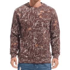 Nikcorp Moška flis jopa Crewneck Casual, podložena topla majica z dolgimi rokavi, regular fit, rjava barva, velikost L, 75% bombaž, primerna za jesensko-zimsko sezono, outdoor in vsakodnevno udobje
