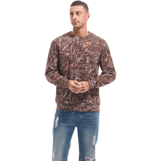Nikcorp Moška flis jopa Crewneck Casual, podložena topla majica z dolgimi rokavi, regular fit, rjava barva, velikost L, 75% bombaž, primerna za jesensko-zimsko sezono, outdoor in vsakodnevno udobje