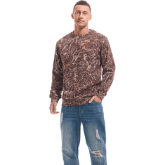 Nikcorp Moška flis jopa Crewneck Casual, podložena topla majica z dolgimi rokavi, regular fit, rjava barva, velikost L, 75% bombaž, primerna za jesensko-zimsko sezono, outdoor in vsakodnevno udobje