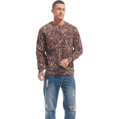 Nikcorp Moška flis jopa Crewneck Casual, podložena topla majica z dolgimi rokavi, regular fit, rjava barva, velikost L, 75% bombaž, primerna za jesensko-zimsko sezono, outdoor in vsakodnevno udobje