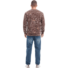 Nikcorp Moška flis jopa Crewneck Casual, podložena topla majica z dolgimi rokavi, regular fit, rjava barva, velikost L, 75% bombaž, primerna za jesensko-zimsko sezono, outdoor in vsakodnevno udobje