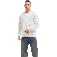 Nikcorp Moški flis pulover Crewneck podložen topla zimska majica z dolgimi rokavi bela barva velikost M regular fit bombažna mešanica za outdoor aktivnosti in vsakodnevno udobje toplotna izolacija