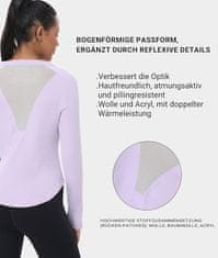 Nikcorp Dámska termoaktivní tričko za běg s dolgimi rokavi termo longsleeve, notranja polarová plast, slim oprijem z refleksnimi detajli, luknjice za palce in zadnji prezračevalni panel, vijolična, XL