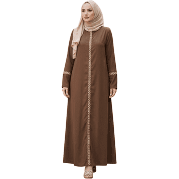 Nikcorp Ženska abaya Istanbul Styles maxi obleka z vezenimi rokavi, elegantna rjava, dolga zračna obleka za posebne priložnosti, celoletna, velikost S