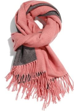 Nikcorp Dvostranski zimski šal Pashmina unisex, mehak in topel, 195x62 cm, rdeče-siva barva, velikost L, 300 g, vsestranski modni dodatek za hladne dni, primeren kot darilo, ročno pranje, 60% poliester