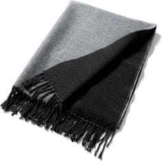 Nikcorp Dvostranski zimski šal Pashmina, mehak in topel modni dodatek, črno-siva barva, velikost 196 x 62 cm, elegantno ogrinjalo za ženske in moške, mešanica materialov, teža 300 g, idealno darilo