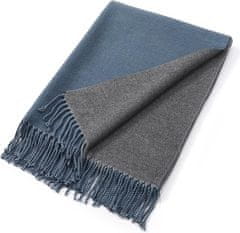 Nikcorp Dvostranski šal Pashmina unisex, mehak zimski šal 196x62 cm, mornarsko modra in temno siva barva, velikost L, eleganten modni dodatek za jesen in zimo, primeren za darilo, 300g, mešanica materialov