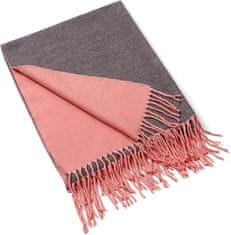 Nikcorp Dvostranski zimski šal Pashmina unisex, mehak in topel, 195x62 cm, rdeče-siva barva, velikost L, 300 g, vsestranski modni dodatek za hladne dni, primeren kot darilo, ročno pranje, 60% poliester
