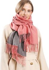 Nikcorp Dvostranski zimski šal Pashmina unisex, mehak in topel, 195x62 cm, rdeče-siva barva, velikost L, 300 g, vsestranski modni dodatek za hladne dni, primeren kot darilo, ročno pranje, 60% poliester